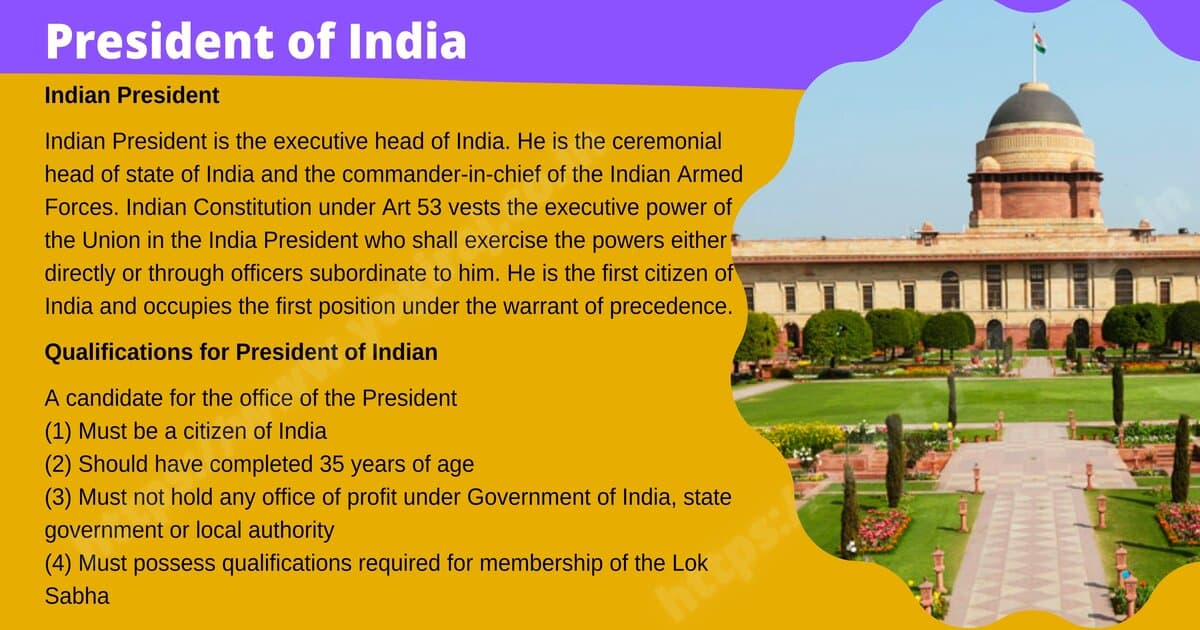 President Of India | Indian President Is The Executive Head Of The State -  Yogiraj Notes